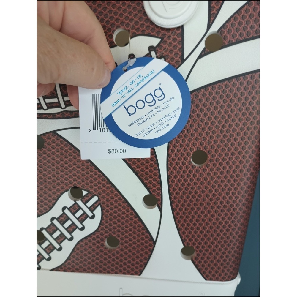 BOGG BAG Football Print Tote W/Clear Plastic Zip Pouch Size M Game Time Team Mom - Picture 4 of 9
